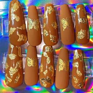 Cocoa Brown and gold press ons